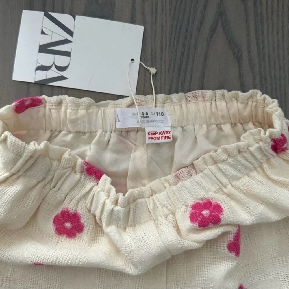 ZARA TODDLER GIRL FLORAL EMBROIDERED SHIRT & SHORTS